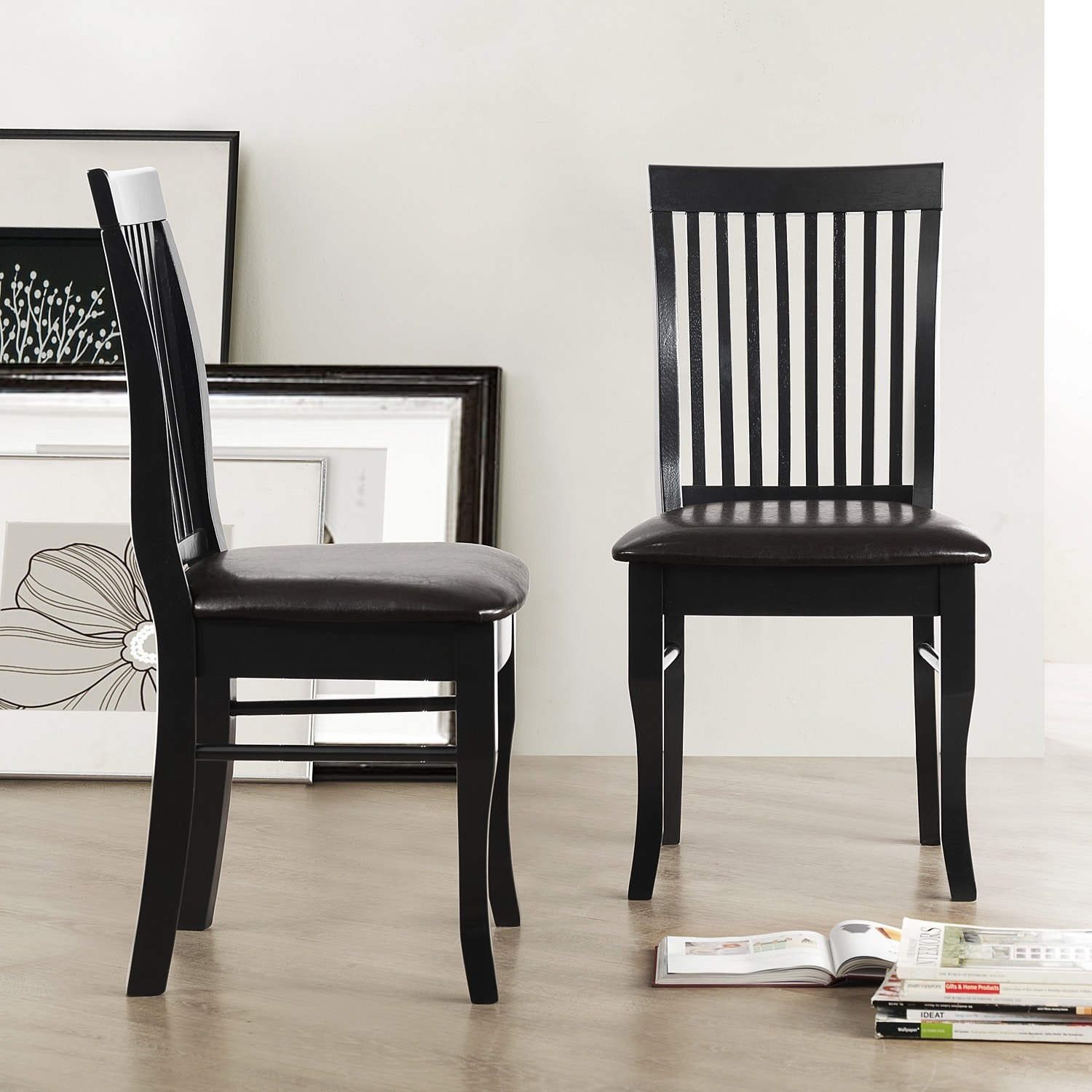 black slat back dining chairs