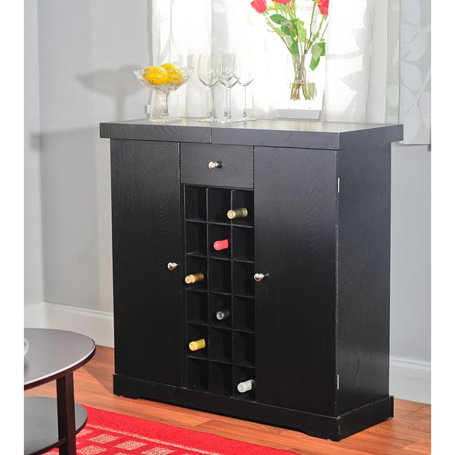 Simple Living Black Wine Storage Cabinet