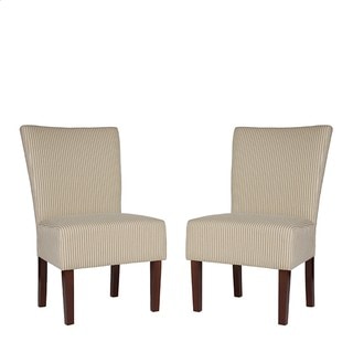 Portfolio Duet Emma Khaki Ivory Stripe Upholstered Chairs (Set of 2) PORTFOLIO Chairs