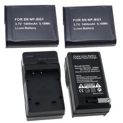 3 piece Battery and Charger Set for Sony NP BG1/ CyberShot DSC H10 Eforcity Camera Batteries & Chargers