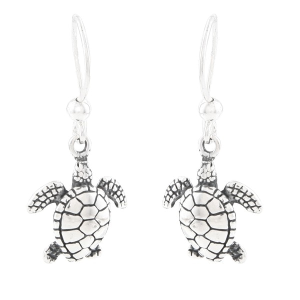 Shop Silvermoon Sterling Silver Sea Turtle Earrings - Free Shipping On ...