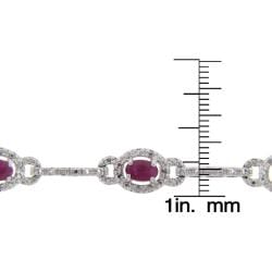 Dolce Giavonna Silverplated Ruby and Diamond Accent Link Bracelet Dolce Giavonna Gemstone Bracelets