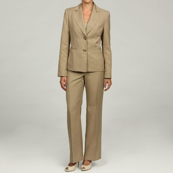 Evan Picone Women's Tan 2-button Pant Suit - 13752970 - Overstock.com ...