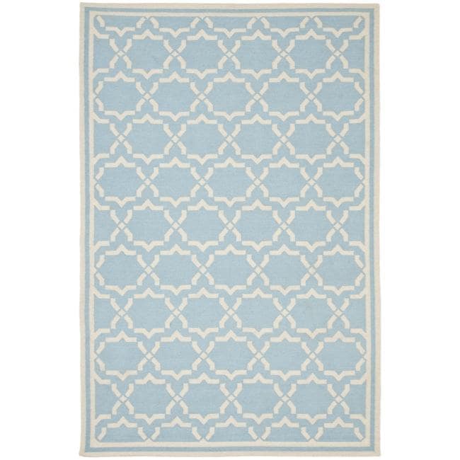 Moroccan Light Blue/ivory Dhurrie Wool Area Rug (6 X 9)