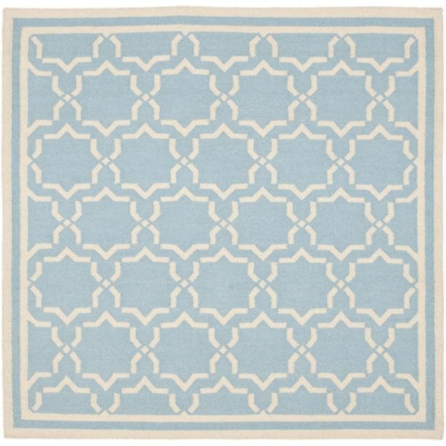 Moroccan Transitional Light Blue/ivory Dhurrie Wool Rug (6 Square)