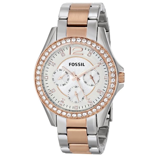 Shop Fossil Women's ES2787 'Riley' Two-tone Stainless Steel Watch ...