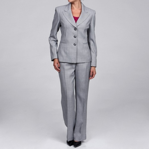 Evan Picone Women's Silver 3-button Pant Suit - 13752991 - Overstock ...