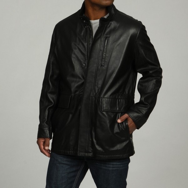 Shop Cole Haan Men's Black Classic Leather Jacket FINAL SALE - Free