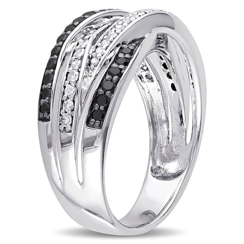Miadora Sterling Silver 7/8ct TDW Black and White Diamond Ring