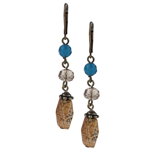 Alexa Starr Pictured Jasper and Blue Jade Earrings Alexa Starr Gemstone Earrings