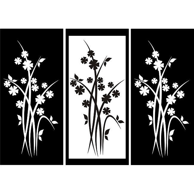 Three panel Flower Design Vinyl Art