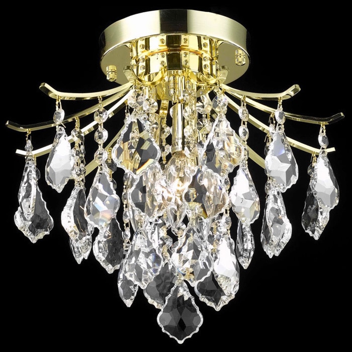 Somette Crystal Gold 3-light 64962 Collection Chandelier (8100F12G/RC) - Chandeliers For Bedrooms by Overstock.com