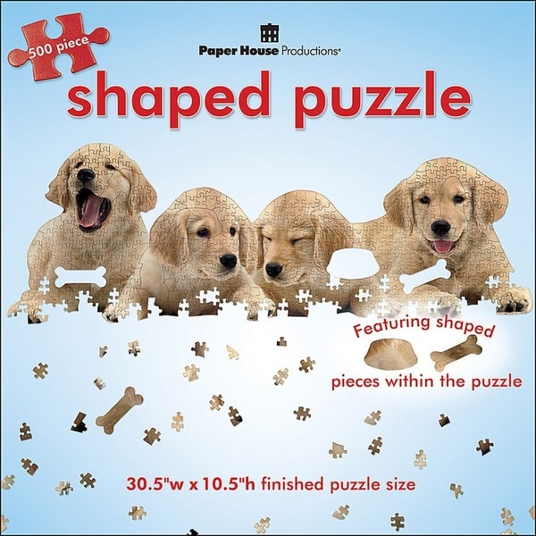 Paper House 'Golden Retriever Puppies' 500-piece Shaped ...