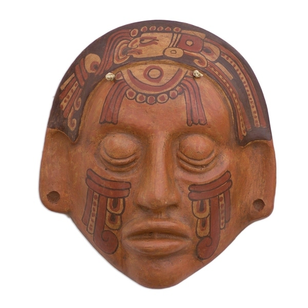 Handmade Ceramic 'Maya Glyphs' Mask (El Salvador)
