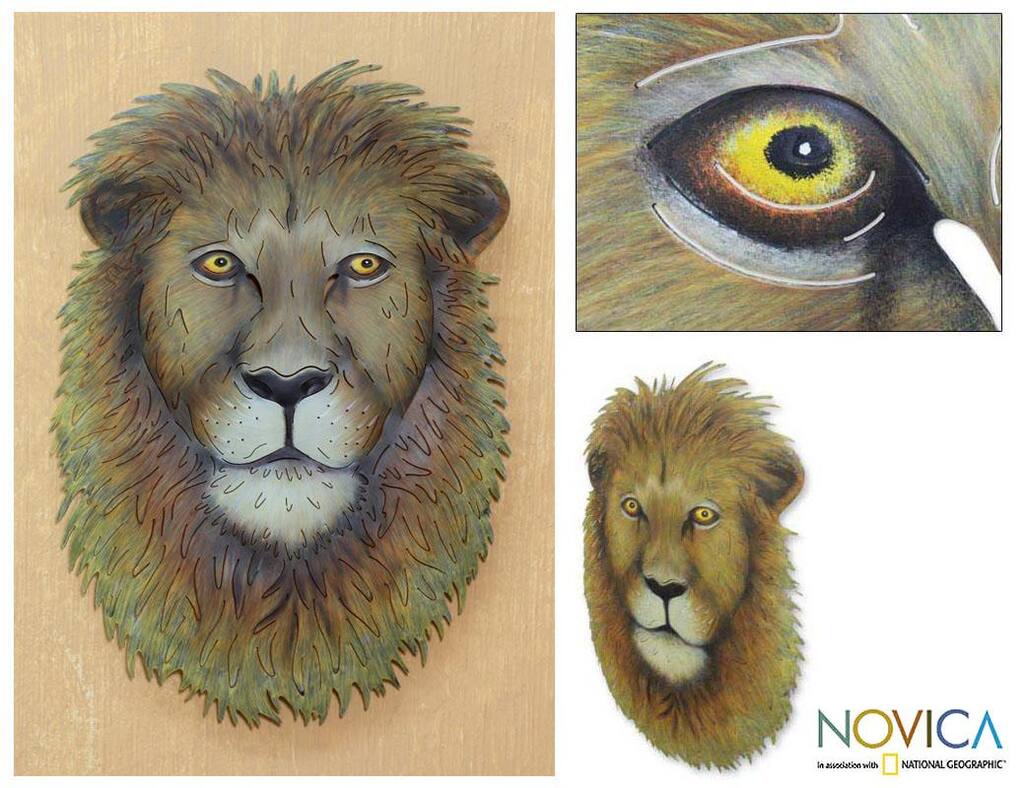 Handmade Steel 'Majestic Lion' Mask (Mexico)