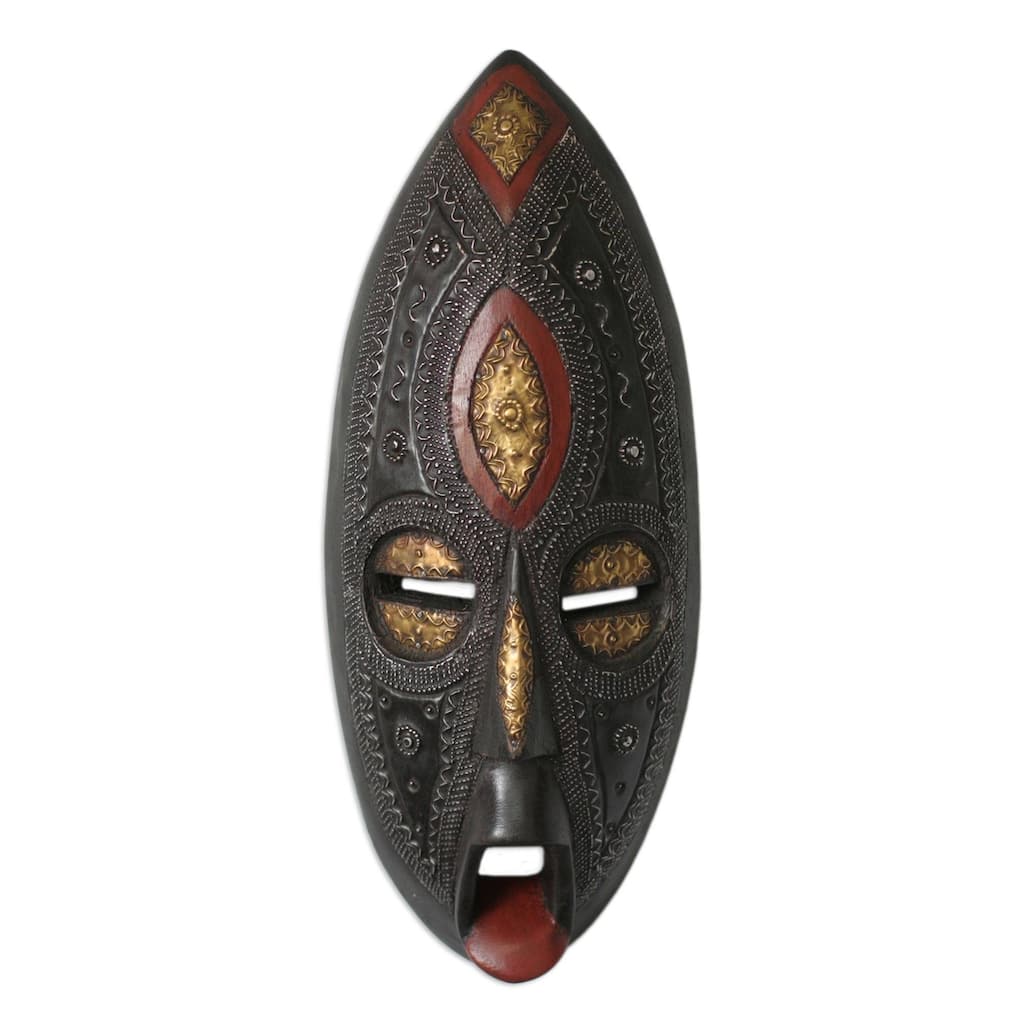 Handmade Sese Wood 'Be Faithful' African Mask (Ghana) - Black