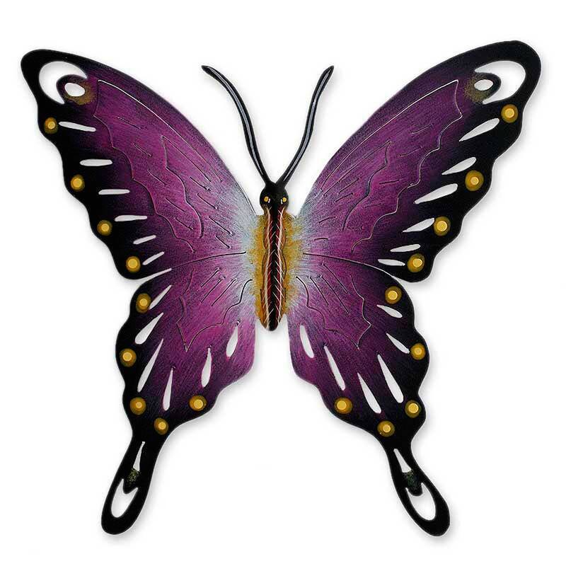 Handcrafted Steel 'Soul of Femininity' Wall Art , Handmade in Mexico - Purple