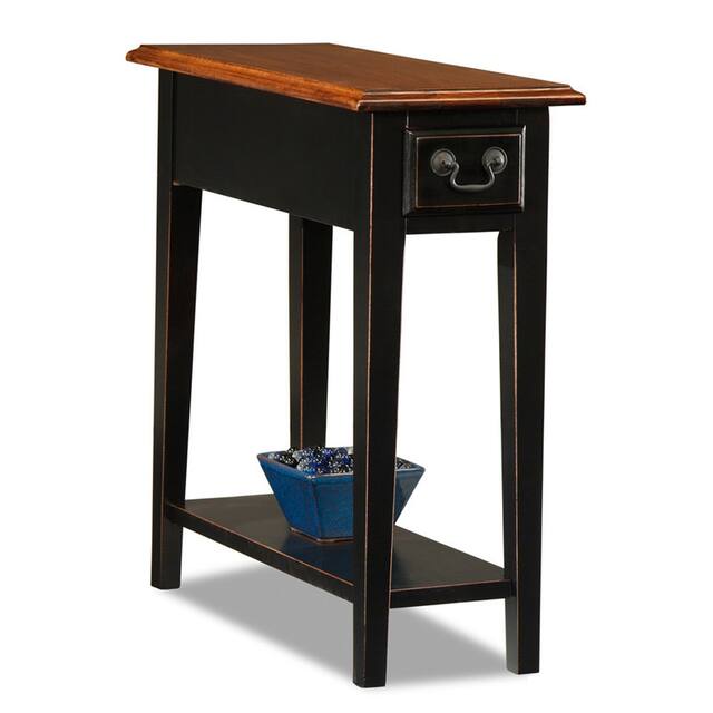 KD Furnishings Veneer Chairside Table - Black/ Oak