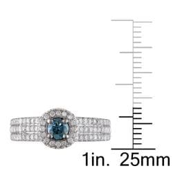 Miadora 14k White Gold 1ct TDW Blue and White Diamond Ring (G H, I1) Miadora Diamond Rings