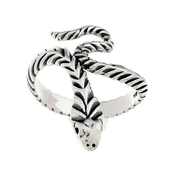 Shop Silvermoon Sterling Silver Adjustable Snake Ring - Free Shipping ...