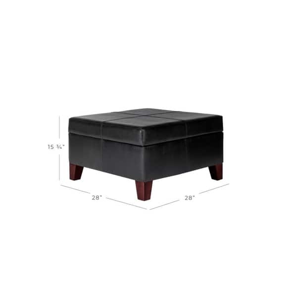 Copper Grove Silene Luxury Large Black Faux Leather Storage Ottoman Table