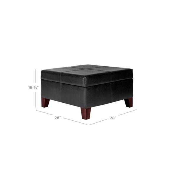 Copper Grove Silene Luxury Large Black Faux Leather Storage Ottoman Table