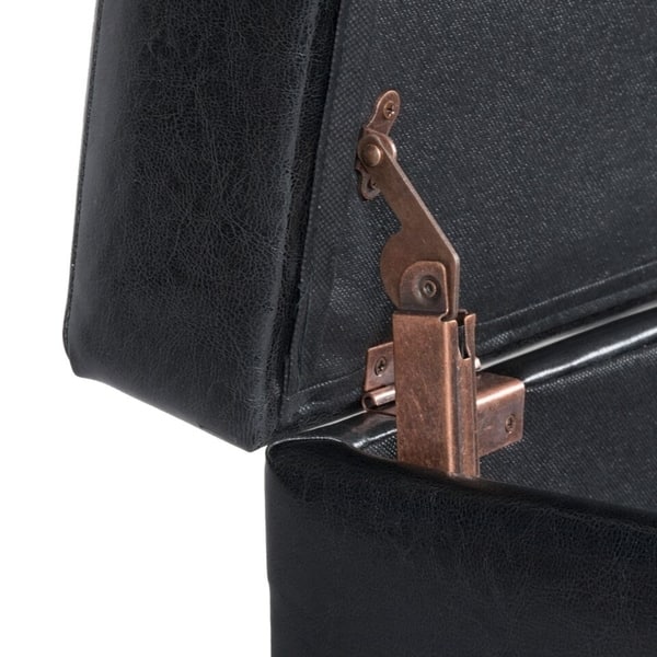 Copper Grove Silene Luxury Black Faux Leather Storage Ottoman Table