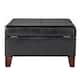 Copper Grove Silene Luxury Large Black Faux Leather Storage Ottoman Table