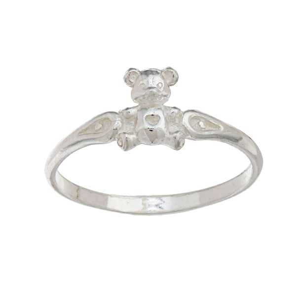 Shop Silvermoon Highpolish Sterling Silver Teddy Bear Children's Ring Free Shipping On Orders