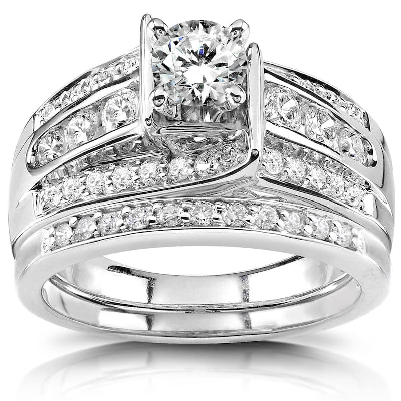 Annello by Kobelli 14k White Gold 1ct TDW Diamond Bridal Ring Set - 4