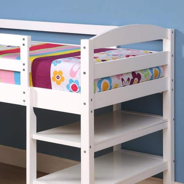 Shop Solid Wood White Twin Size Loft Bed With Desk Free Shipping