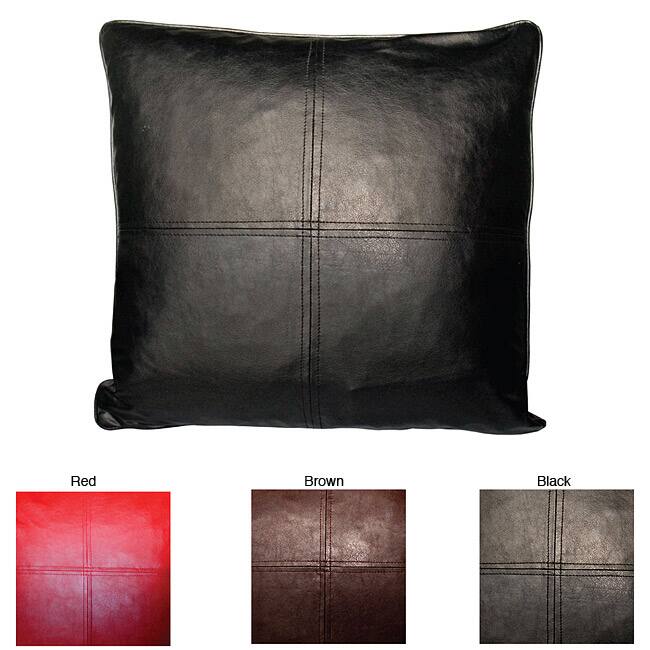 Faux Leather Decorative Feather and Down Fill Throw Pillows (Set of 2)