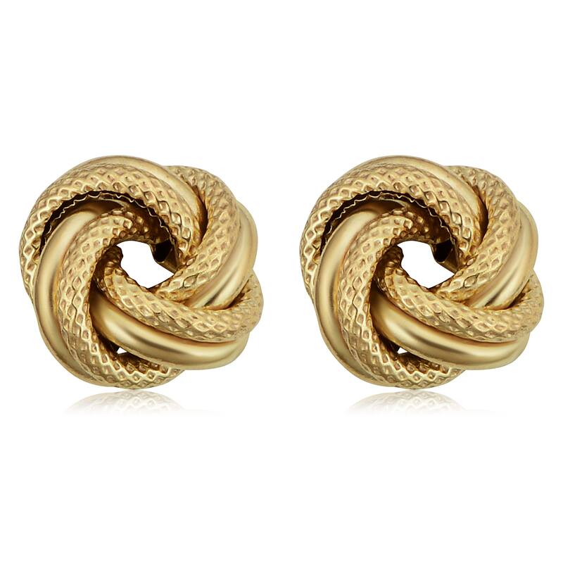 10k Yellow Gold Textured/ Polished Love Knot Earrings