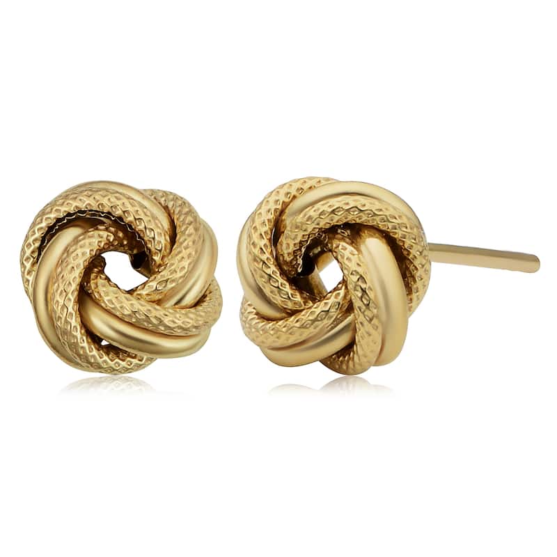 10k Yellow Gold Textured/ Polished Love Knot Earrings