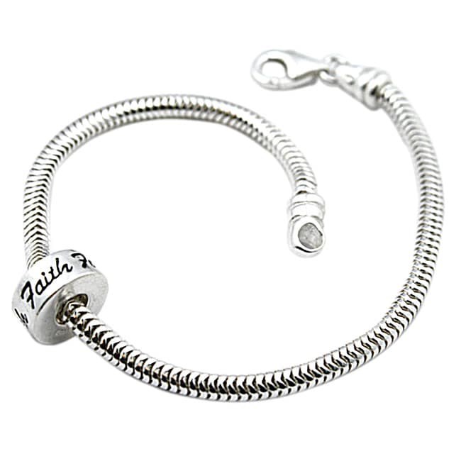 Sterling Silver Faith Bead Snake Bracelet (Mexico)  