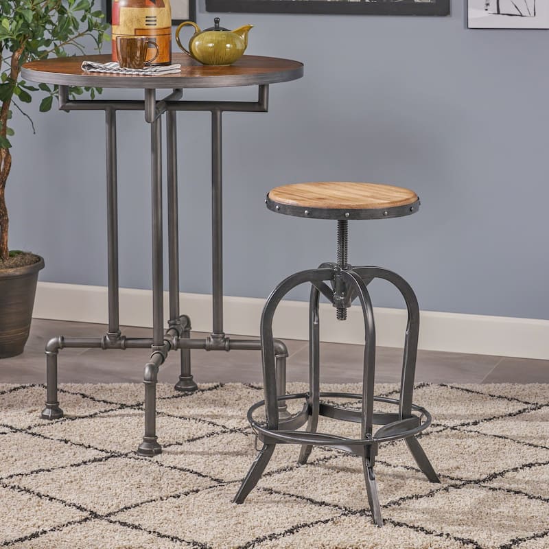 Adjustable 26-inch Natural Fir Wood Finish Bar Stool by Christopher Knight Home - N/A
