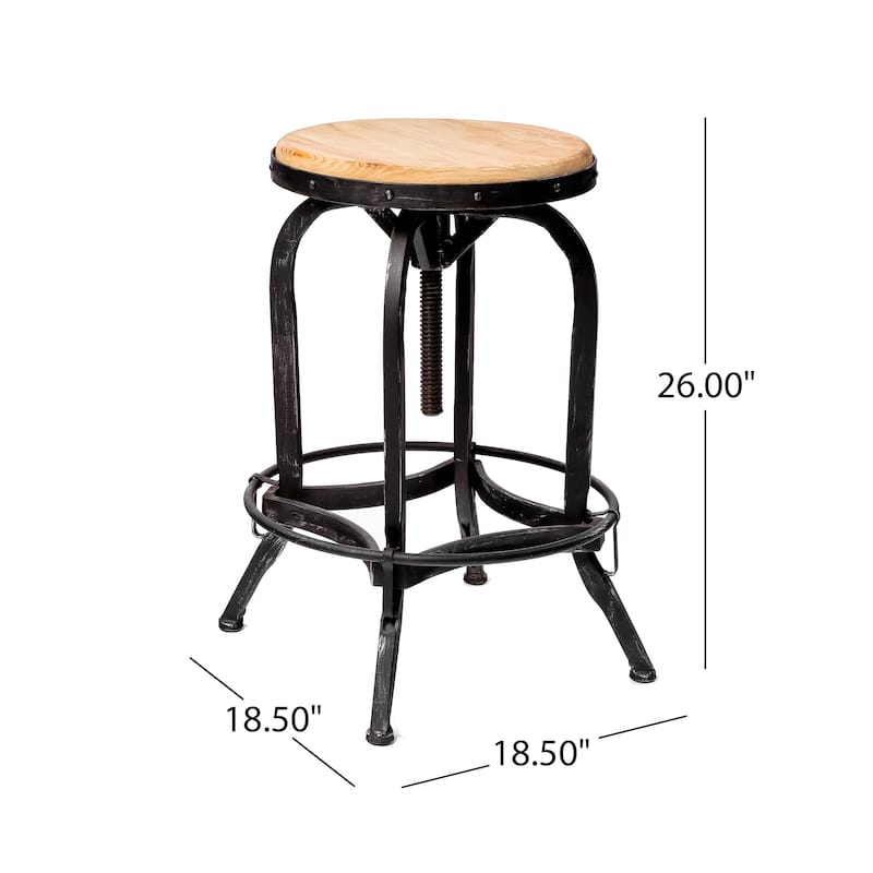 Adjustable 26-inch Natural Fir Wood Finish Bar Stool by Christopher Knight Home - N/A