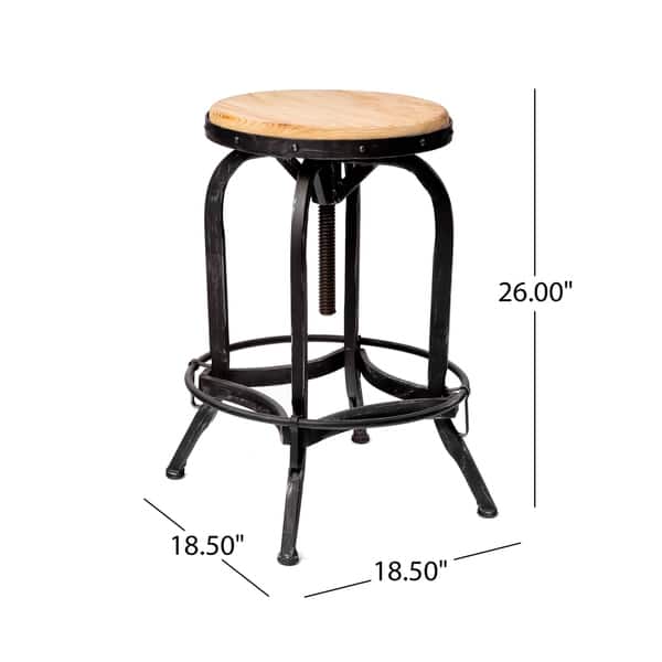 Adjustable 26-inch Natural Fir Wood Finish Bar Stool by Christopher Knight Home