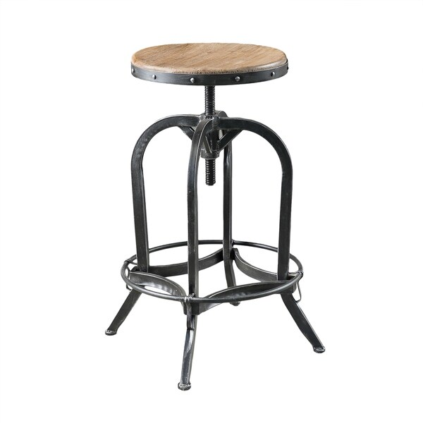 Adjustable 26 inch Natural Fir Wood Finish Bar Stool by