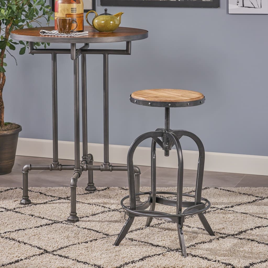 Adjustable 26-inch Natural Fir Wood Finish Bar Stool by Christopher Knight Home