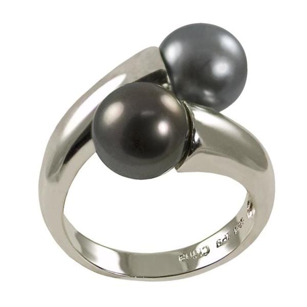sterling silver black pearl ring