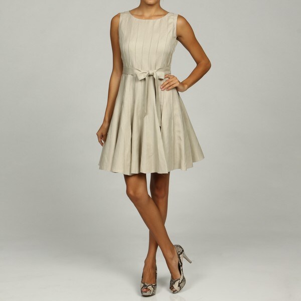 Shop Jessica Howard Women's Petite Sleeveless Front Tie Pintuck Dress Free Shipping Today