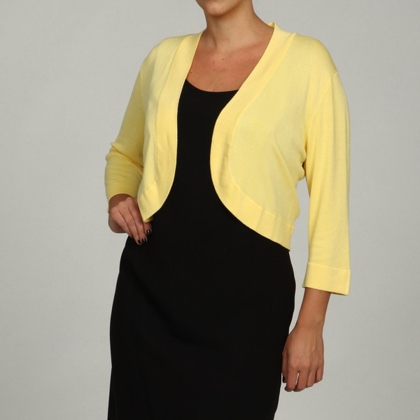 Jessica Howard Womens Plus Size Yellow 3/4 sleeve Sweater FINAL SALE
