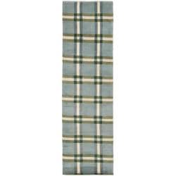 Hand knotted Lexington Plaid Grey Wool Rug (2'3 x 8') Safavieh Runner Rugs