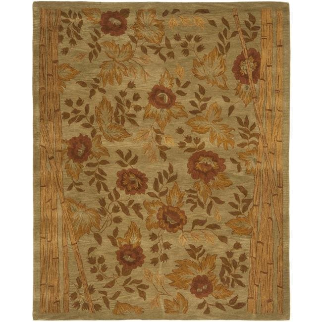 Handmade Far East Sage Wool Rug (76 X 96)