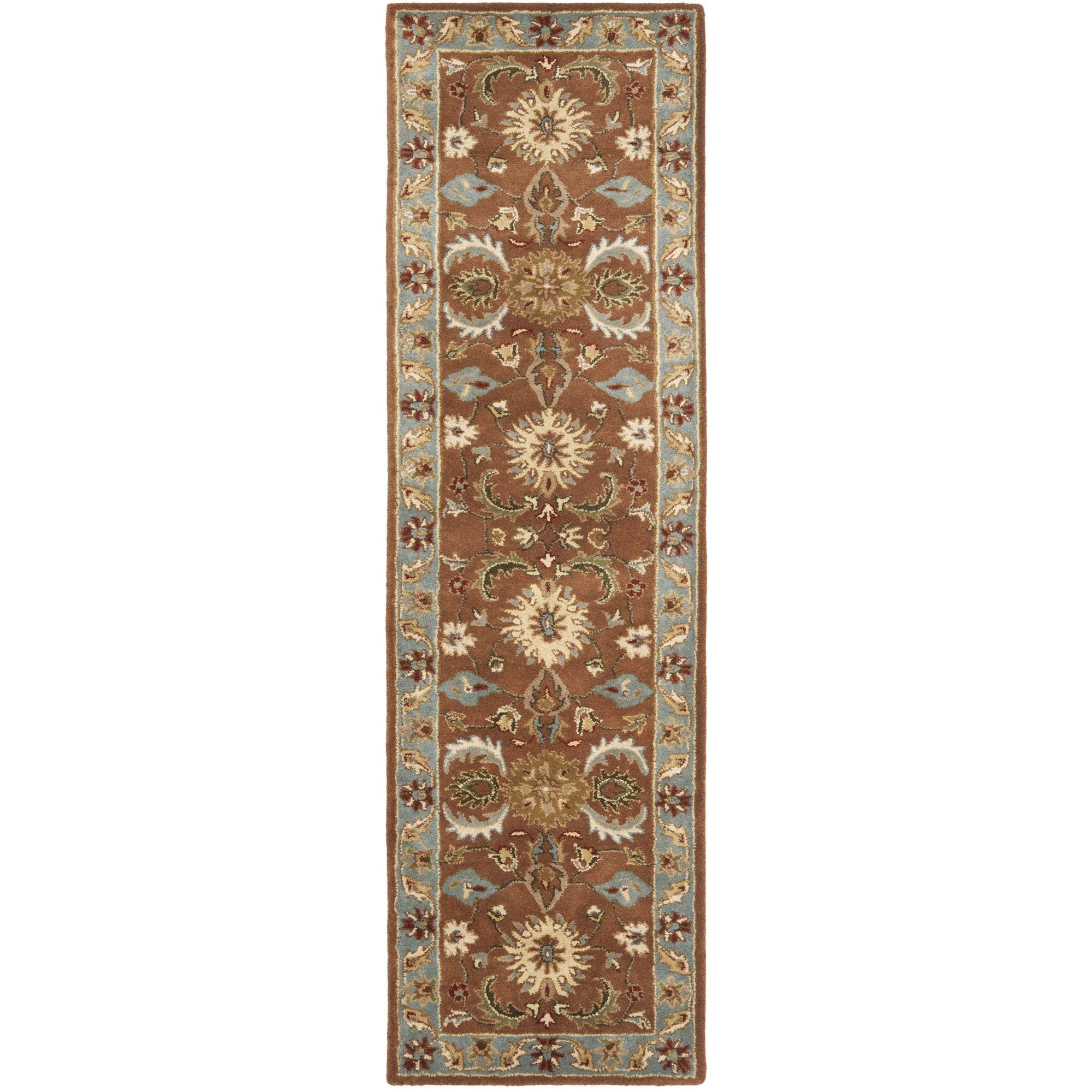 Handmade Heritage Darab Brown/ Blue Wool Rug (23 X 8)