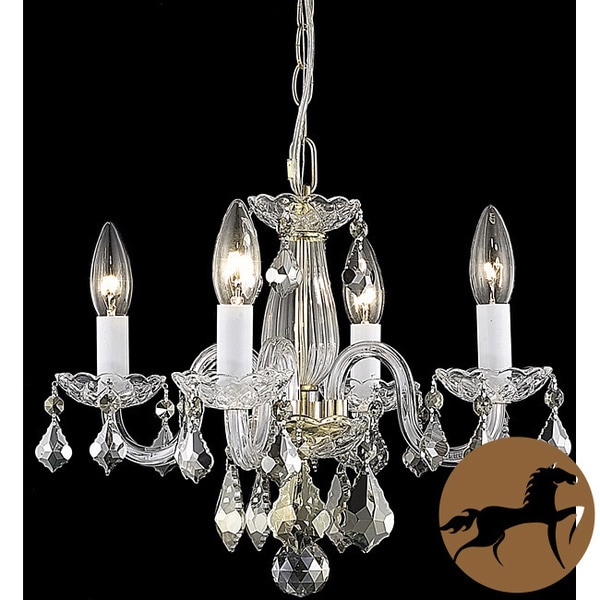 Christopher Knight Home Crystal 62234 4 light Gold Chandelier Christopher Knight Home Chandeliers & Pendants