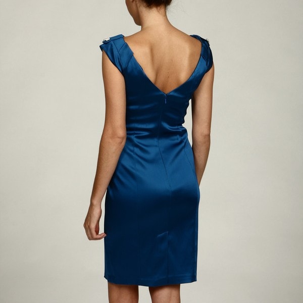 Shop Jax Women's Cobalt Shutter Pleat Sheath Dress - Overstock - 6091279