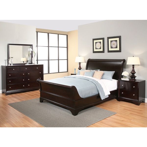 shop abbyson kingston 5-piece espresso sleigh king-size bedroom set