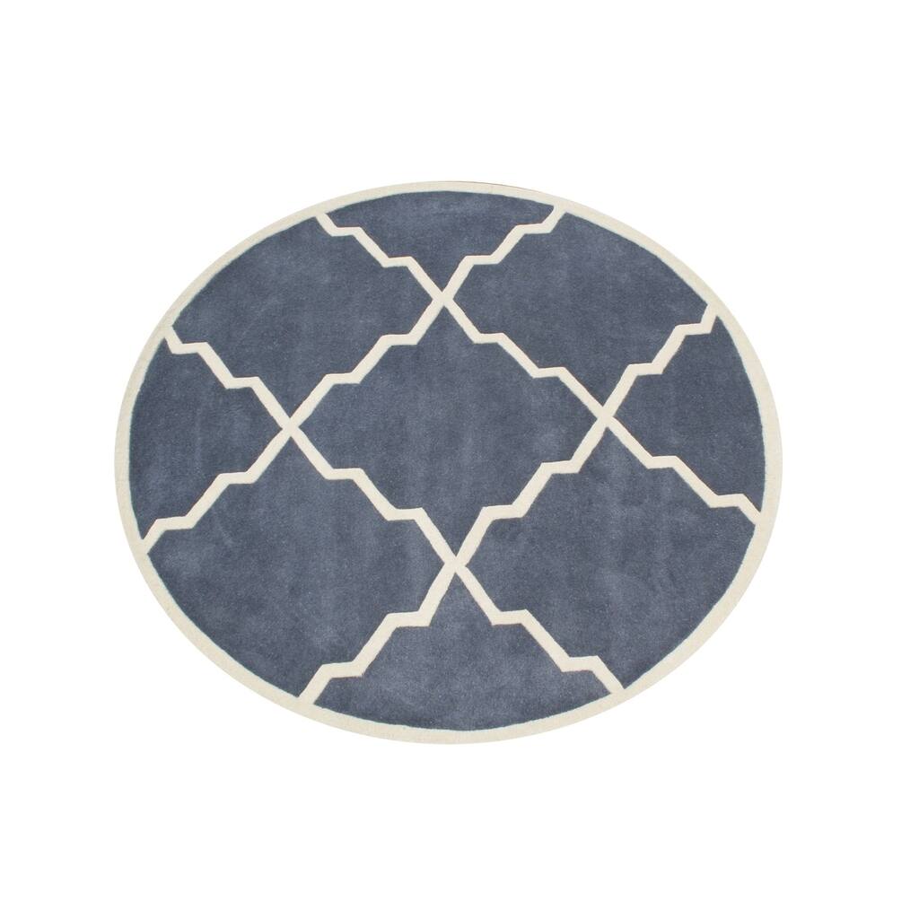 Alliyah Handmade Bluish-Grey New Zealand Blend Wool Rug (6' Round) - 6' x 6' Round